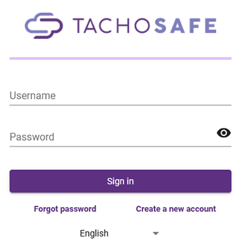 TachoSafe login to the usage account