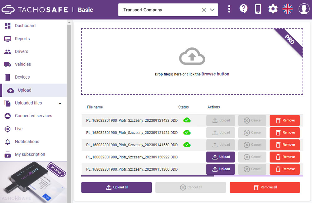 TachoSafe cloud file storage